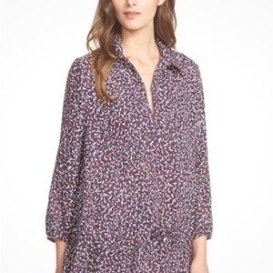 Women's Tory Burch Red Agate Confetti Silk Blend Tunic Blouse Top Size 6